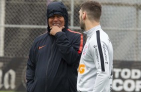 Mauro Silva e Boselli no segundo treino preparatrio para o jogo contra o Fluminense