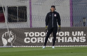 Cássio no último treino antes do jogo contra o Fluminense, pela Sul-Americana