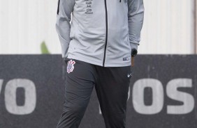 Fábio Carille no último treino antes do jogo contra o Fluminense, pela Sul-Americana