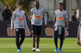 Fagner, Manoel e Pedrinho no ltimo treino antes do jogo contra o Fluminense, pela Sul-Americana