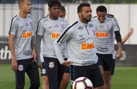 Michel e companheiros no ltimo treino antes do jogo contra o Fluminense, pela Sul-Americana