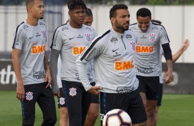 Michel e companheiros no último treino antes do jogo contra o Fluminense, pela Sul-Americana