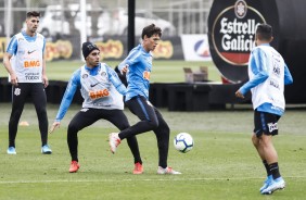 Avelar, Gabriel, Vital e Clayson durante ltimo treino antes do jogo contra o Ava, pelo Brasileiro