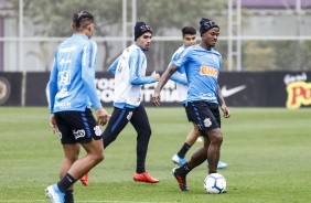 Gabriel e Ren Jnior durante ltimo treino antes do jogo contra o Ava, pelo Brasileiro