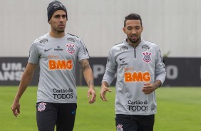 Gabriel e Clayson no último treino preparatório para embate contra o Fluminense