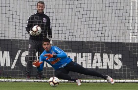 Leandro Idalino e goleiro Diego no último treino preparatório para embate contra o Fluminense