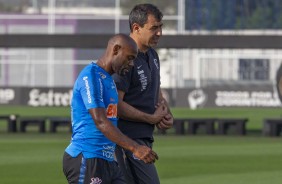 Love e Carille durante primeiro treino preparatrio para jogo contra o Fluminense