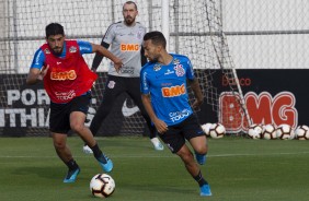 Mndez, Walter e Clayson durante primeiro treino preparatrio para jogo contra o Fluminense