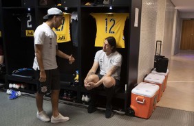 Gabriel e Cssio no vestirio do Maracan antes do jogo contra o Fluminense, pela Sul-Americana