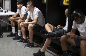 Jogadores no vestiário do Maracanã antes do jogo contra o Fluminense, pela Sul-Americana