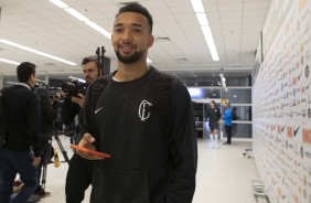 Clayson no vestirio da Arena Corinthians antes do jogo contra o Atltico-MG