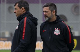 Carille e Cuca durante treino desta quarta-feira no CT Joaquim Grava