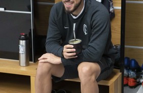 Mndez no vestirio da Arena Corinthians antes do jogo contra o Cear