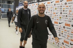 Rgis e Walter chegam  Arena Corinthians para jogo contra o Cear