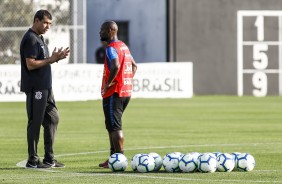 Carille e Love durante treinamento de hoje no CT Joaquim Grava