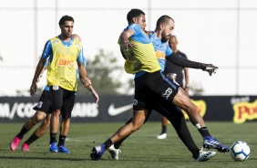 Gustavo e Walter durante treinamento de hoje no CT Joaquim Grava