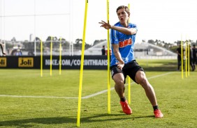 Mateus Vital durante treino de hoje no CT Joaquim Grava