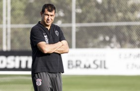 Treinador Fábio Carille durante treinamento de hoje no CT Joaquim Grava