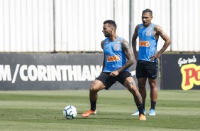 Michel e Urso no treino desta quinta no CT Joaquim Grava