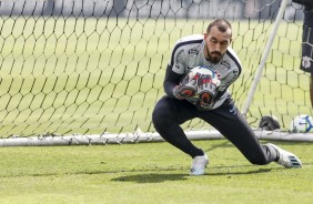 Walter no treino desta quinta no CT Joaquim Grava; Timão se prepara para enfrentar o Fluminense
