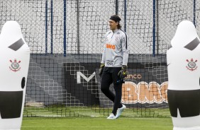 Cássio no último treino antes do jogo contra o Fluminense, pelo Brasileirão