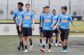 Gil, Carlos, Piton e Gabriel no último treino antes do jogo contra o Fluminense, pelo Brasileirão