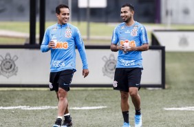 Jadson e Sornoza no último treino antes do jogo contra o Fluminense, pelo Brasileirão