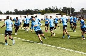 Jogadores do Corinthians no último treino antes do jogo contra o Fluminense, pelo Brasileirão