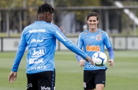 Mateus Vital no último treino antes do jogo contra o Fluminense, pelo Brasileirão