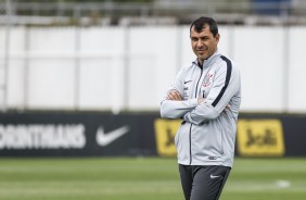 Treinador Fábio Carille no último treino antes do jogo contra o Fluminense, pelo Brasileirão