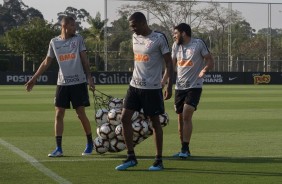João Victor, Marllon e Méndez durante último treino antes da decisão pela Sul-Americana