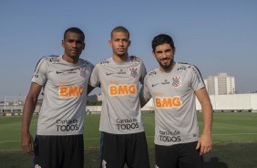 Marllon, Joo Victor e Bruno Mndez durante ltimo treino antes da deciso pela Sul-Americana