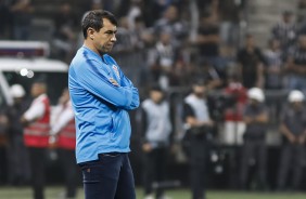 Carille durante jogo contra o Independiente del Valle, na Arena Corinthians, pela Sul-Americana