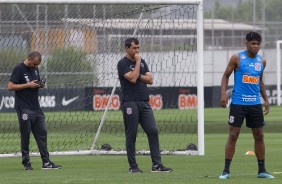 Carille e Jesus durante treino desta quinta-feira no CT Joaquim Grava