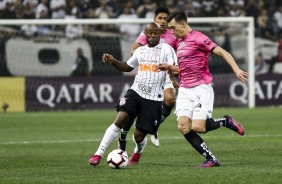 Love durante jogo contra o Independiente del Valle, na Arena Corinthians, pela Sul-Americana