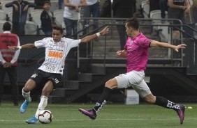 Pedrinho no duelo contra o Del Valle, na Arena Corinthians, pela Copa Sul-Americana