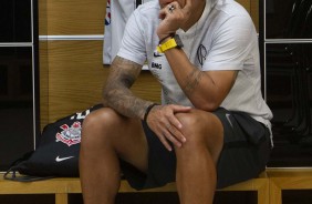 Ralf no vestiário da Arena Corinthians antes da partida contra o Del Valle