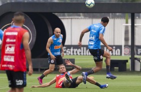 Régis e João Victor durante treino desta quinta-feira no CT Joaquim Grava