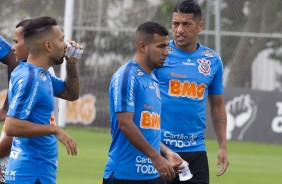 Clayson, Sornoza e Ralf no ltimo treino antes do jogo contra o Bahia, pelo returno do Brasileiro