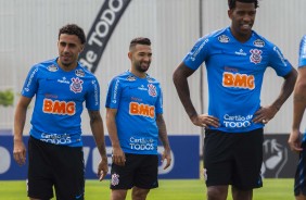 Gabriel, Clayson e Gil no ltimo treino antes do jogo contra o Bahia, pelo returno do Brasileiro