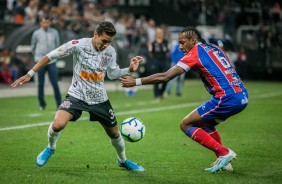 Menino Pedrinho no jogo contra o Bahia, pelo returno do Campeonato Brasileiro, na Arena Corinthians