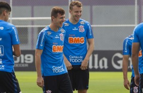Piton e Carlos no ltimo treino antes do jogo contra o Bahia, pelo returno do Brasileiro