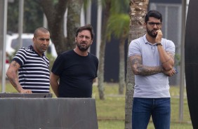 Sheik, Dulio e Vilson no ltimo treino antes do jogo contra o Bahia, pelo returno do Brasileiro