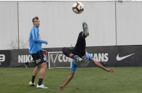 Carlos Augusto no primeiro treino preparatória para duelo contra o Del Valle