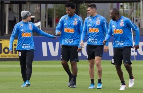 Fagner, Gil, Avelar e Manoel no primeiro treino preparatória para duelo contra o Del Valle