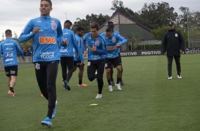 Pedrinho, Vital e companheiros no primeiro treino preparatória para duelo contra o Del Valle