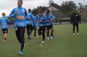 Pedrinho, Vital e companheiros no primeiro treino preparatria para duelo contra o Del Valle