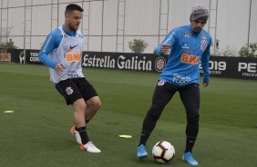 Ramiro e Fagner no primeiro treino preparatória para duelo contra o Del Valle