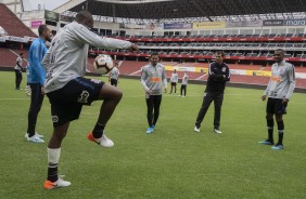 Jogadores do Timo finaliza preparao para jogo contra o Del Valle, no Equador