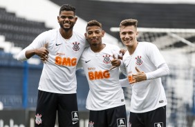 Nathan, Ruan e Piton durante vitria sobre o Novorizontino, pelo Campeonato Paulista Sub-20